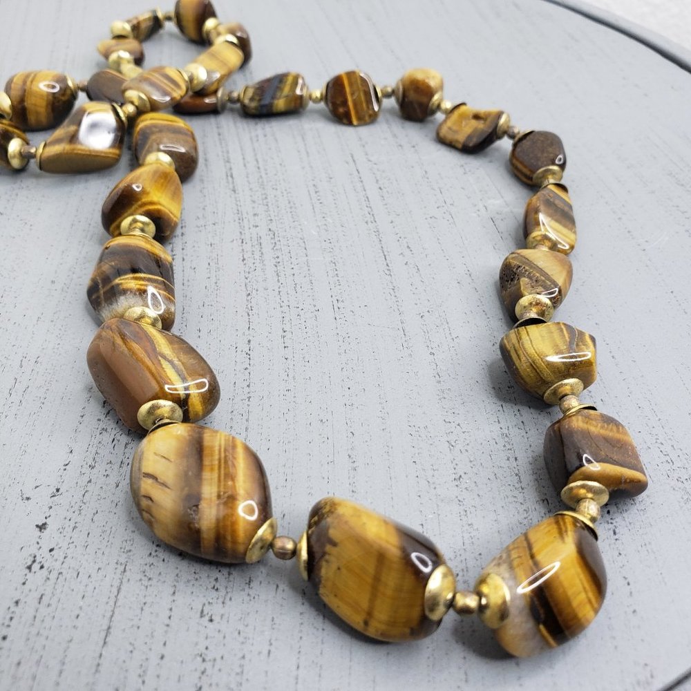 Tiger Eyes Gem Stone Statement Necklace